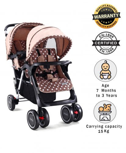Babyhug Easy Foldable Twin Stroller