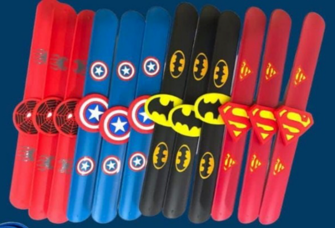 12 Pcs Silicone Superhero Slap Bracelets