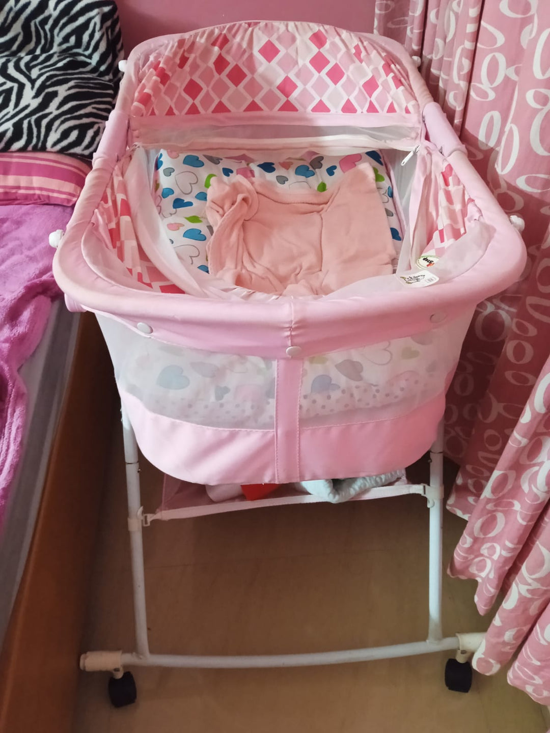 1st Step Kids Pink Printed Cradle