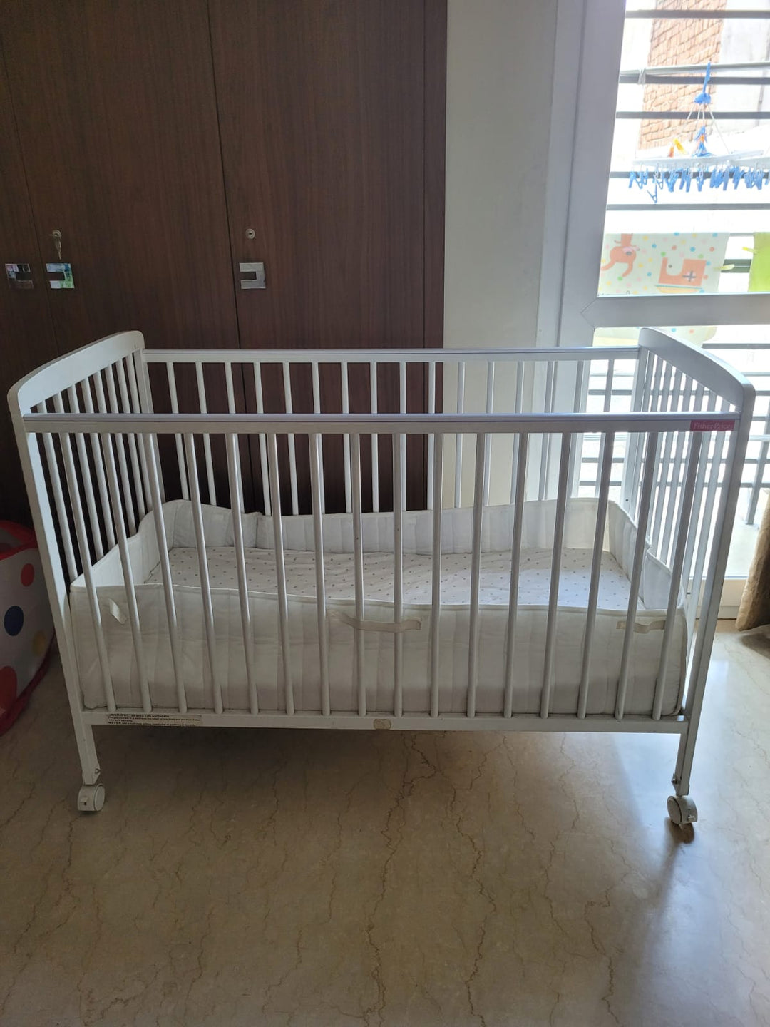 Fisher-Price Joy Baby Wooden Crib With mattress