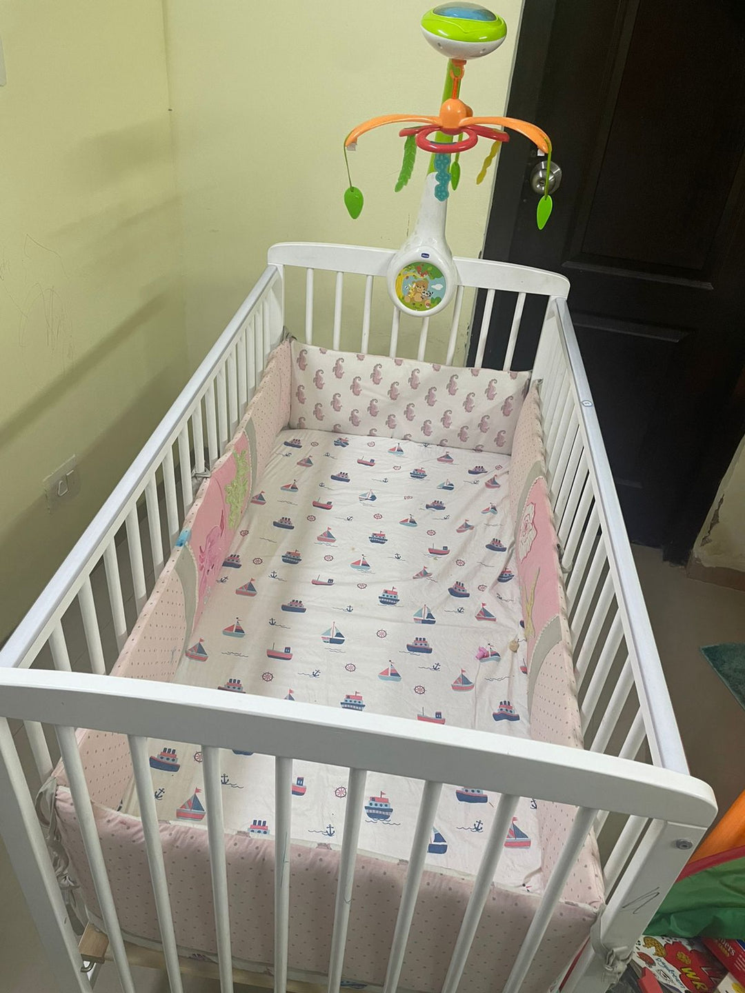 Fisher-Price Joy Baby Wooden Crib With mattress & bumper