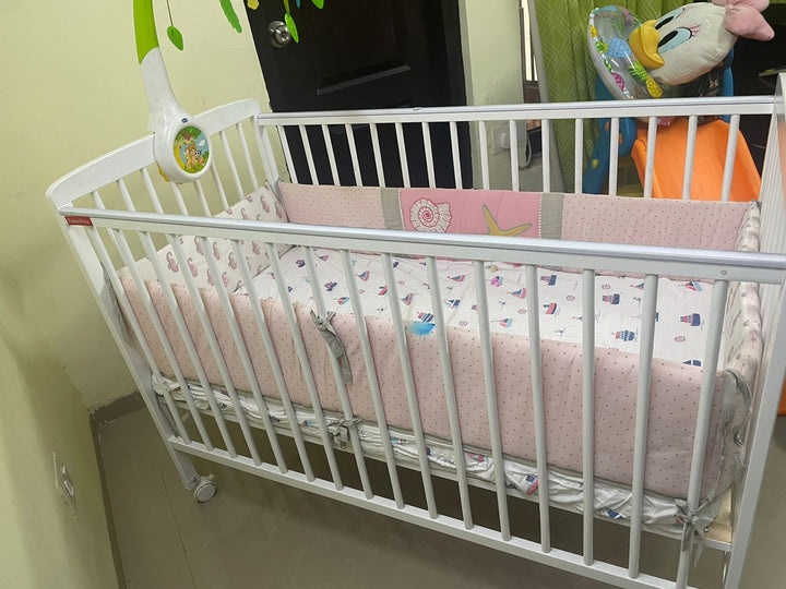 Fisher-Price Joy Baby Wooden Crib With mattress & bumper