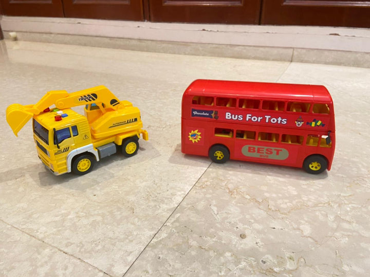 Vehicles (Excavator and Bus)
