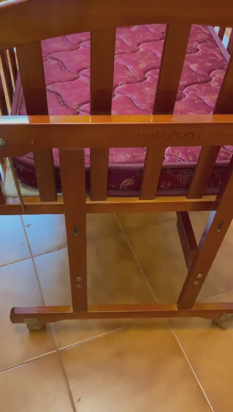 BABYHUG Lonia Wooden Cradle With Mattress