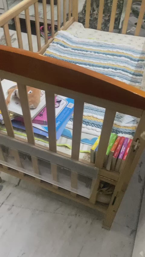 Babyhug Kelly Wooden Cot With mattress & bumper